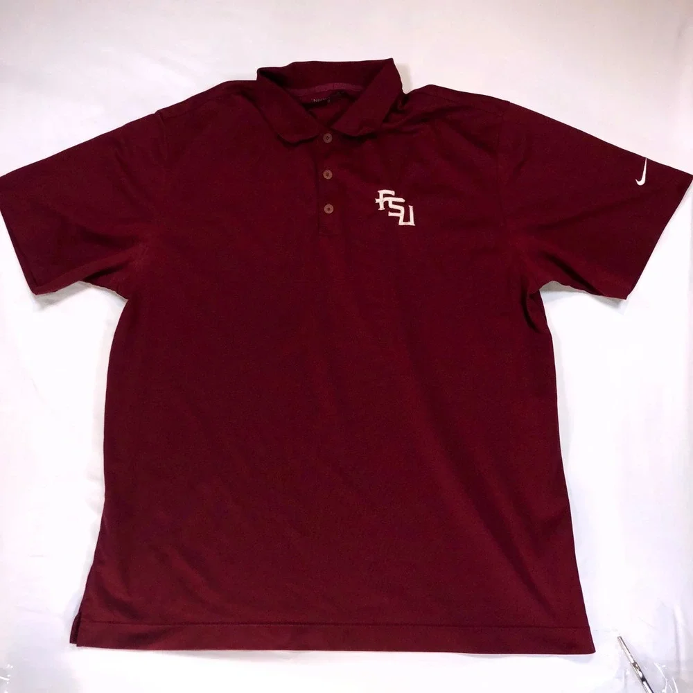 Nike Golf NCAA Florida State Seminoles Polo Shirt Mens XL Maroon Dri Fit
